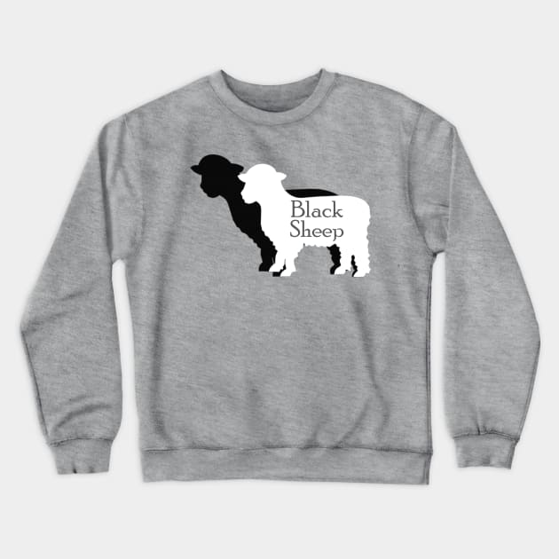 MUTCD W11-17 Black Sheep Crossing Shadow Sign Crewneck Sweatshirt by HipsterSketch